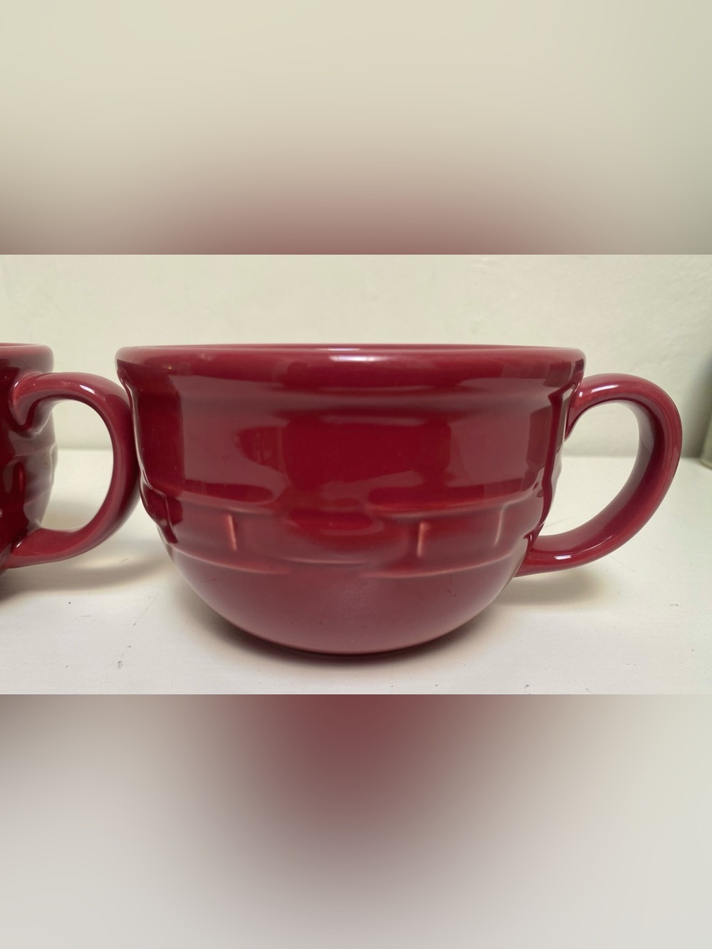 2x Longaberger Pottery Mug Cup Paprika Woven Cappuccino Soup Coffee NEW